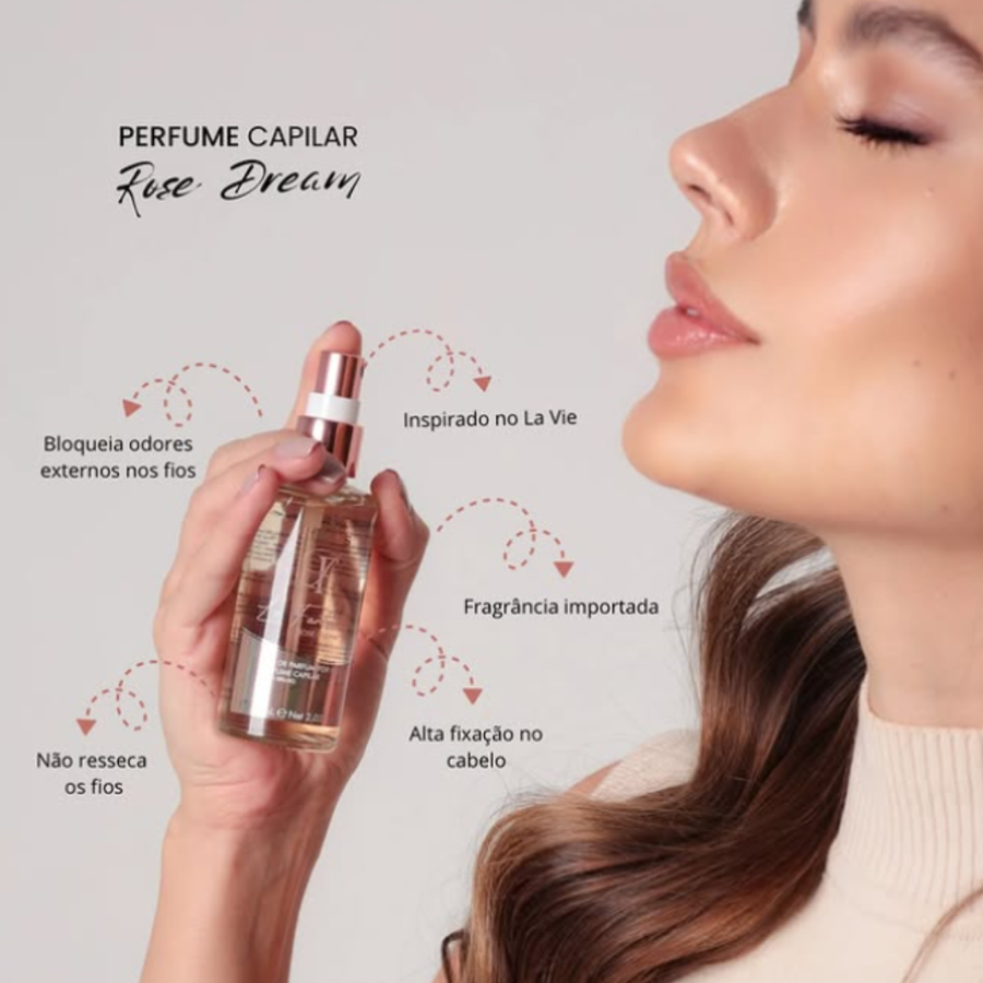 Rose Dream 60ml Florss – Perfume Capilar com Ultra Brilho
