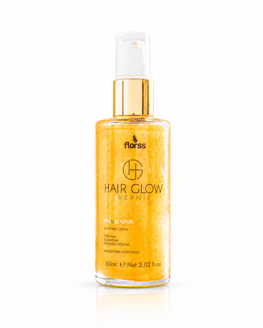 Hair Glow Verniz Dourado 60ml Florss – Brilho Intenso e Controle de Frizz