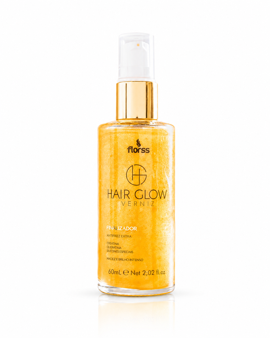 Hair Glow Verniz Dourado 60ml Florss – Brilho Intenso e Controle de Frizz