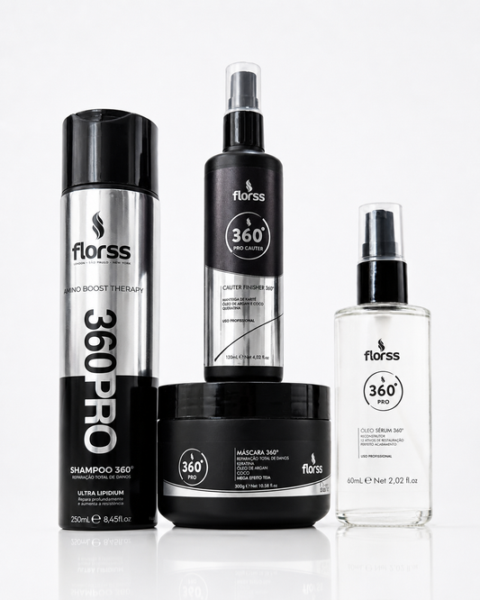 Kit 360° PRO + Óleo Sérum Florss – Reconstrução Capilar Completa