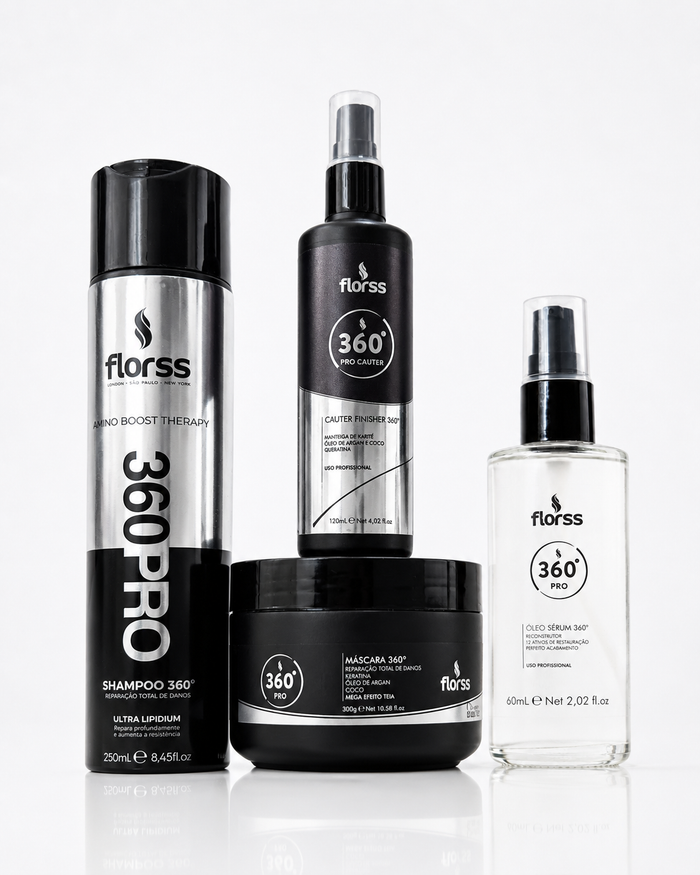 Kit 360° PRO + Óleo Sérum Florss – Reconstrução Capilar Completa