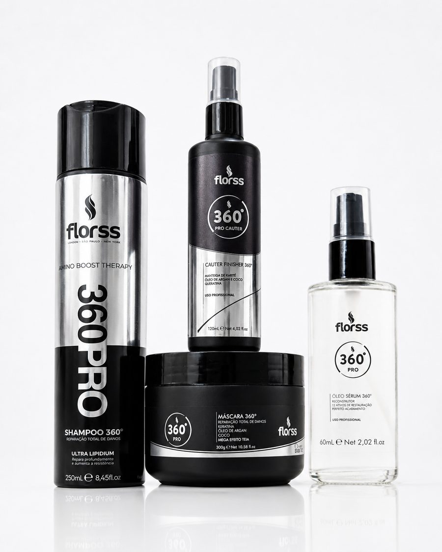 Kit 360° PRO + Óleo Sérum Florss – Reconstrução Capilar Completa