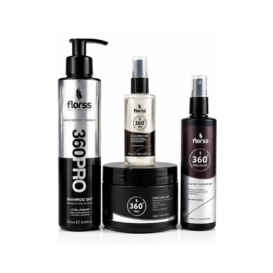 Kit 360° PRO + Óleo Sérum Florss – Reconstrução Capilar Completa