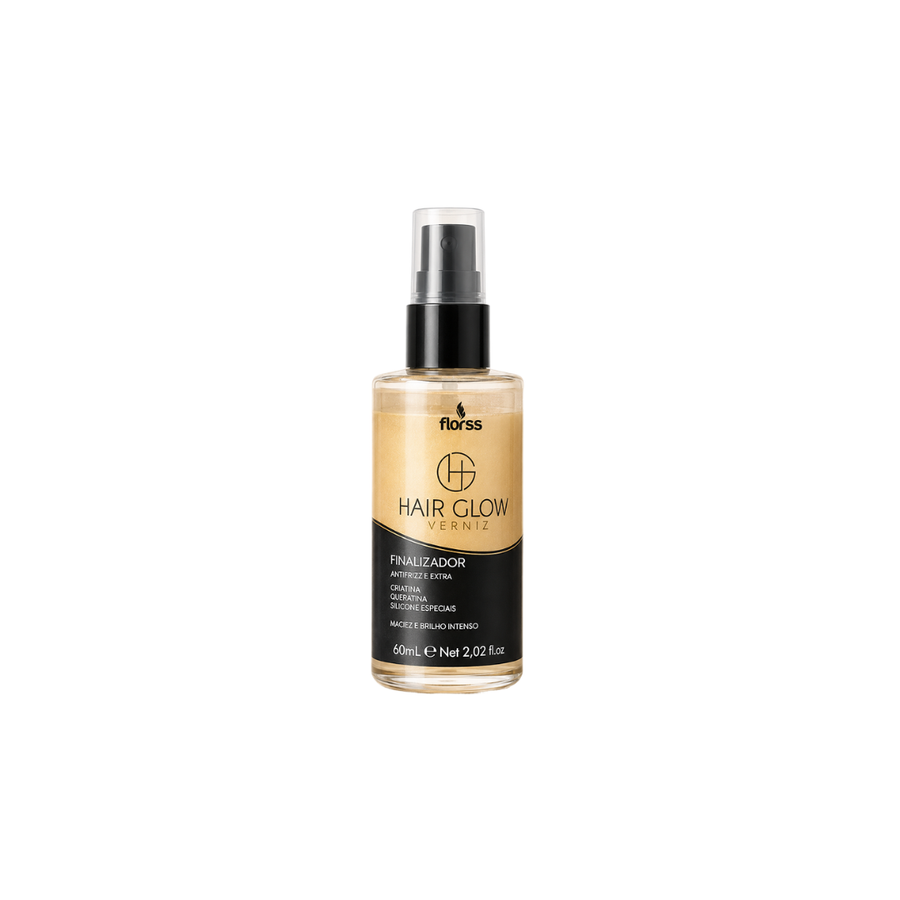 Hair Glow Verniz Dourado 60ml Florss – Brilho Intenso e Controle de Frizz