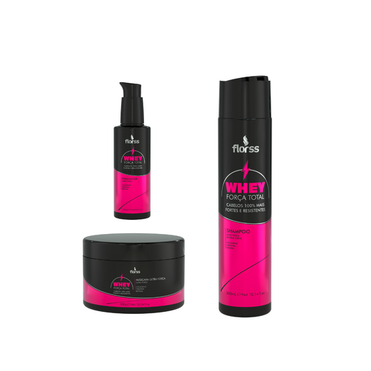 Kit Whey Força Total Florss – Hidratação Profunda e Fortalecimento