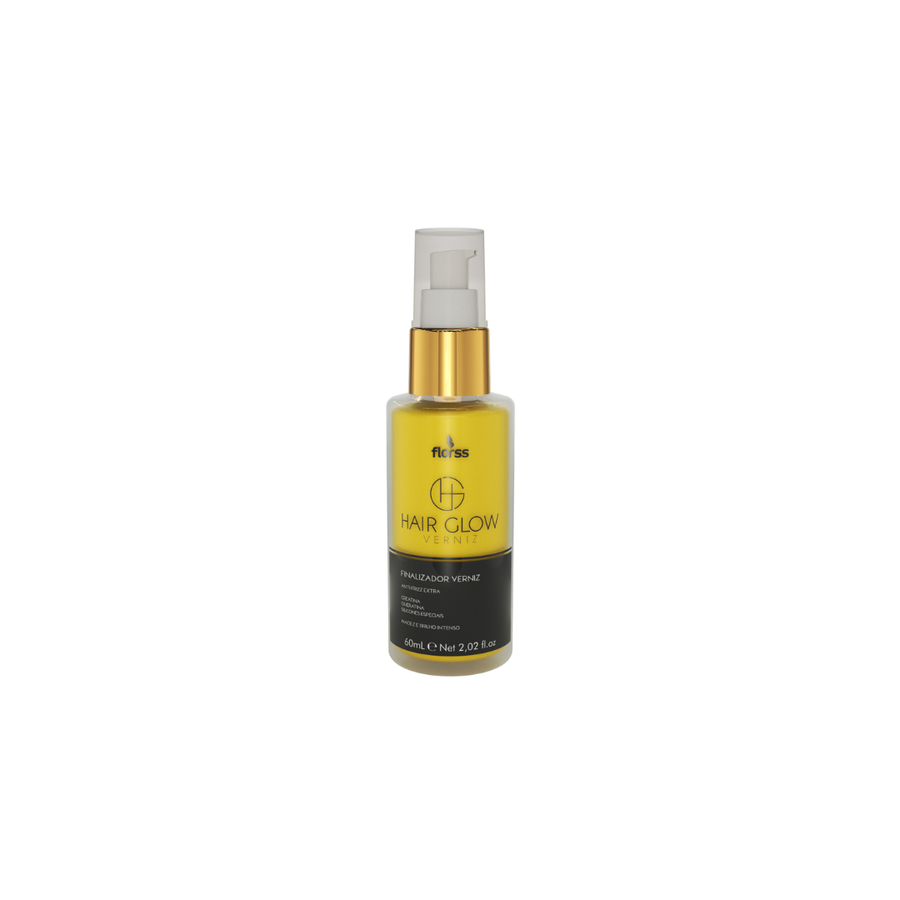 Hair Glow Verniz Dourado 60ml Florss – Brilho Intenso e Controle de Frizz